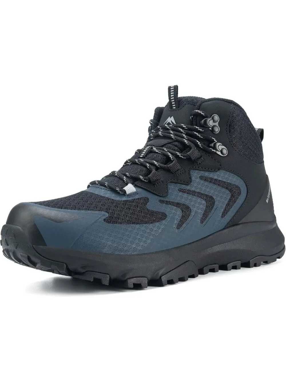 Men's Black Waterproof Shoes Casual Solid Mid Top Cap Toe Non Slip Hiking Boot